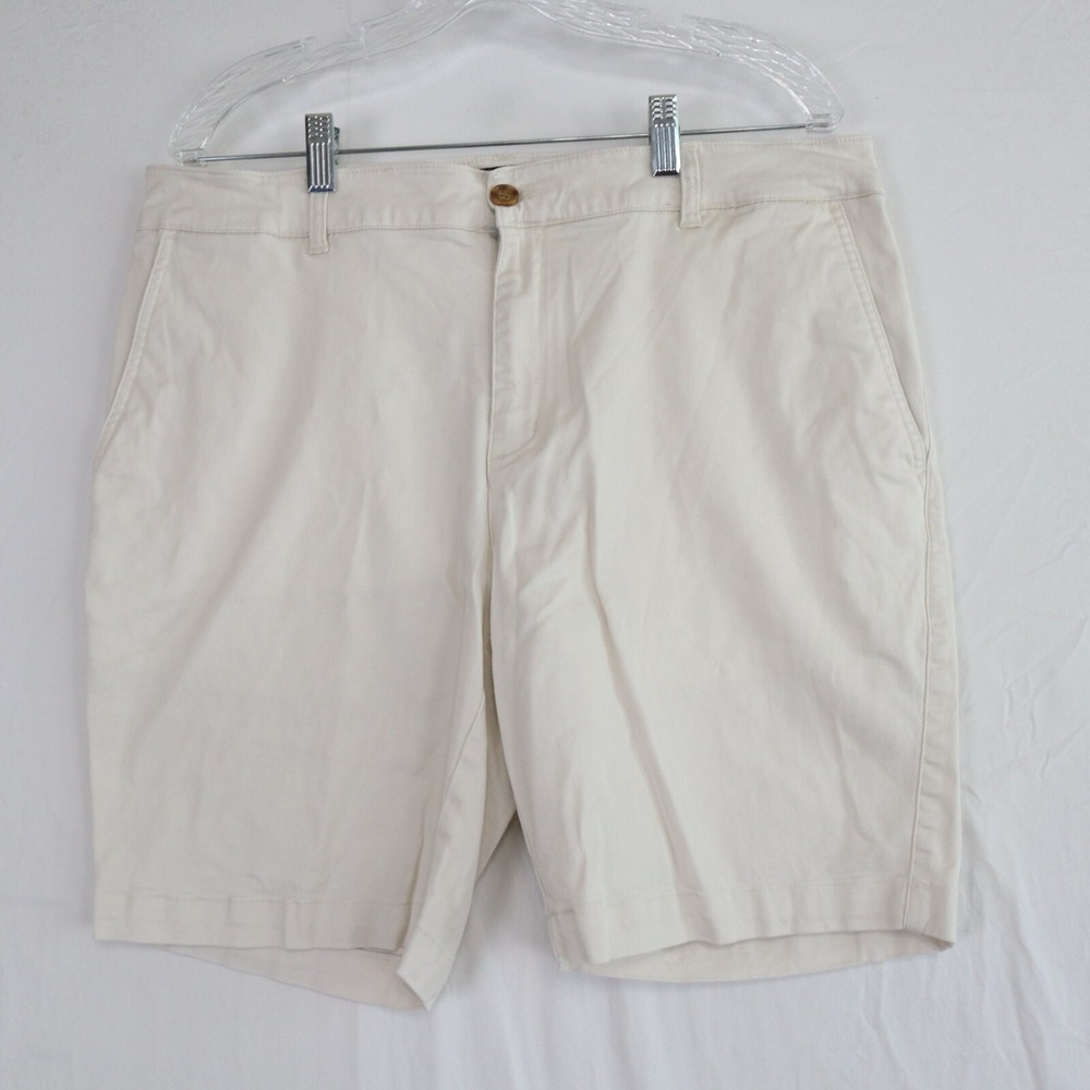 Straight Down Shorts Mens 36 Golf Chino Resort Casual Stretch Flat Front Ivory